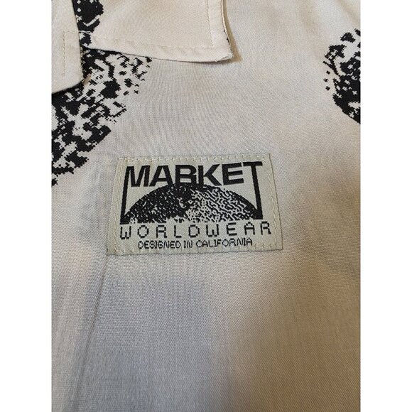 Market Earth Bitmap Short Sleeve Shirt Mens Sz 2XL Cream Button Up Worldwear NWT - Picture 4 of 9
